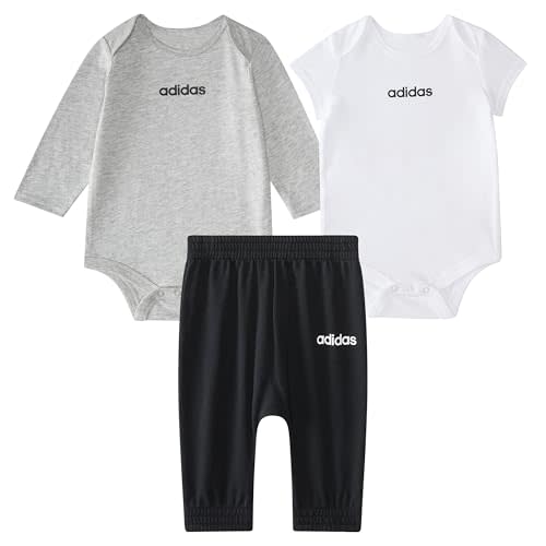 adidas Girls' 3-piece Logo Bodyshirt & Pant Set