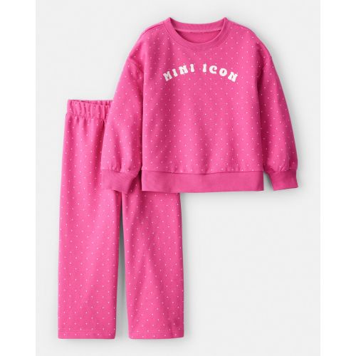 Toddler Girl Mini Icon French Terry Pullover & Pant Set - Pink | Carter's