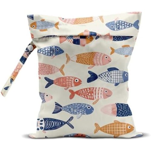 Fish Coastal Wet Bag for Swimsuit Travel Beach Baby Cloth Diapers