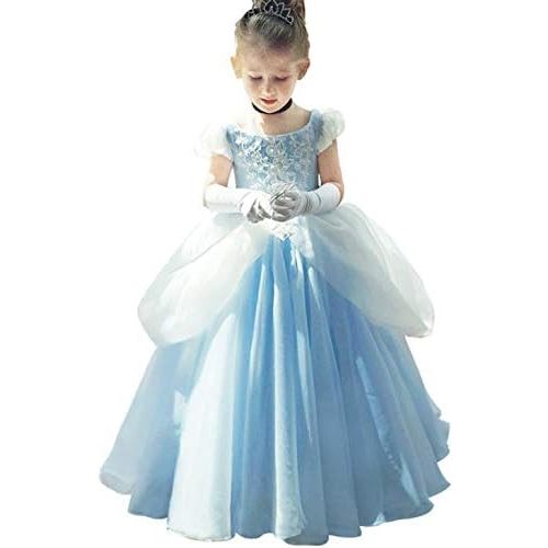 Girls Cinderella Costumes Halloween Princess Dress Up Fancy Birthday Party Ball Gown