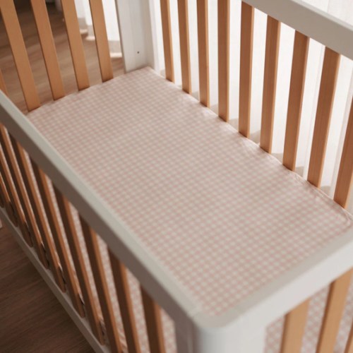 Waterproof Fitted Cot Sheet - Pink Gingham – Hey Mumma Co.