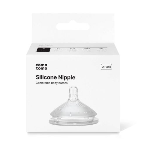 Comotomo Silicone Replacement Bottle Nipples Gen 2 - 2pk - Level 0 - Newborn/Preemie Slowest Flow