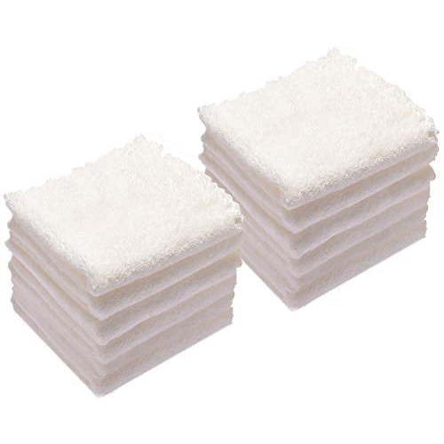 Kyapoo Baby Washcloths 12 Pack 12x12 Inches Microfiber Coral Fleece Extra Absorbent and Soft for Newborns, Infants and Toddlers-White