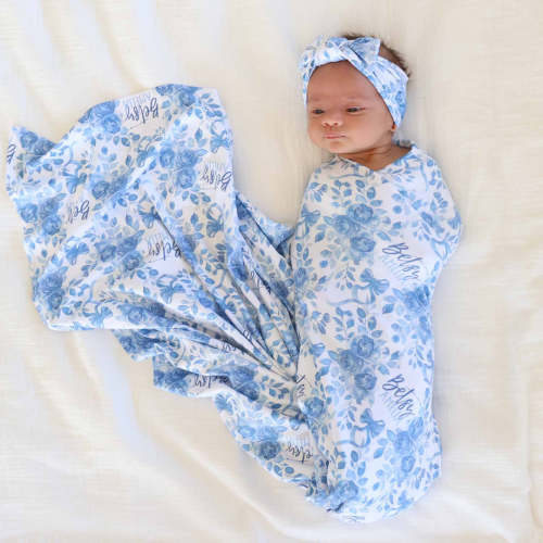 Betsy's Blooms Personalized Swaddle Blanket