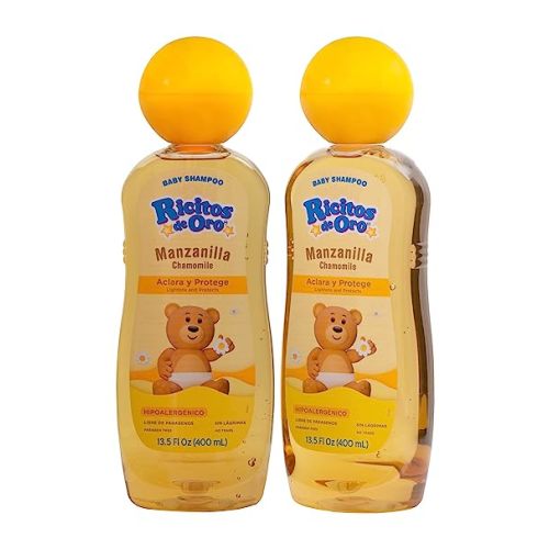 Ricitos de Oro, Baby Shampoo Cleansing and Lightening Baby Shampoo with Chamomile, Paraben Free, Hypoallergenic 2-Pack of 13.5 FL Oz Each, 2 Bottles