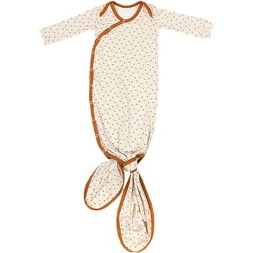 Copper Pearl Baby Gown - Knotted Newborn Sleepers for Baby Boy and Girl, Soft Stretchy Long Sleeve Infant Gowns with Bottom Tie and Hand Mittens, Perfect Hospital Coming Home Outfit (Hunnie)