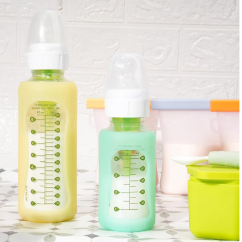 4PCS Silicone Baby Bottle Sleeves for Dr. Brown Bottles 4 oz, Silicone Bottle Covers Replacement for Dr. Brown Glass Bottles, Narrow Sleeve with a Cutout, Dishwasher/Freezer/Microwave Safe