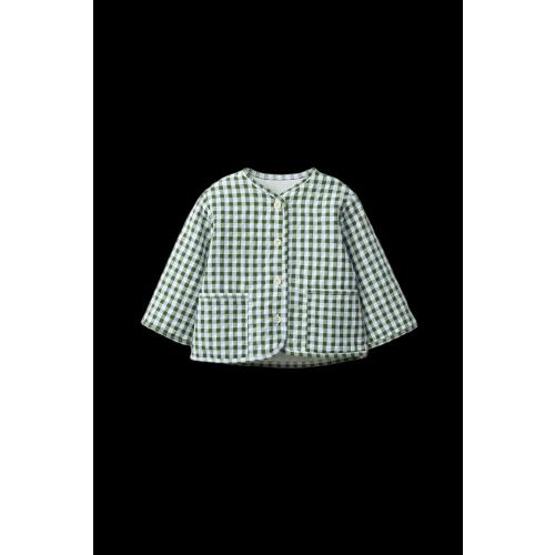 GINGHAM CHECK JACKET - Ecru / Green | ZARA United States