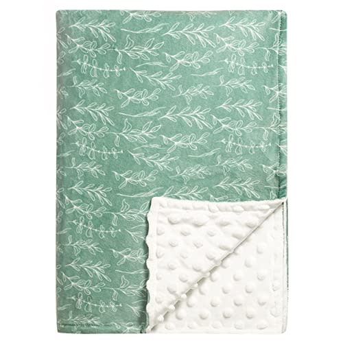 HNHUAMING Green Sage Baby Blankets, Sage Toddler Blanket for Boys Girls, Dotted Backing, Double Layer, Crib Receiving Blanket, for Nursery/Stroller/Toddler Bed/Carseat, 30 x 40 Inch