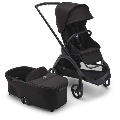 Bugaboo Dragonfly Complete Lightweight Compact Stroller + Bassinet - Black / Midnight Black / Midnight Black