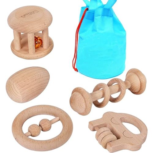 Wooden Rattles Maracas Baby Toys - Organic Eco Toys