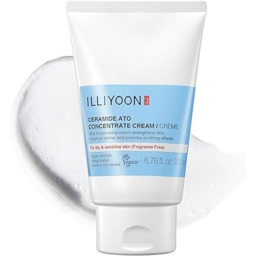 Illiyoon Ceramide Ato Concentrate Cream | Moisturizer for Dry & Sensitive Skin, 100hr Lasting Hydration, For Face & Body, Gentle for Infants, Moisture Barrier Repair, Vegan Certified, 6.76 fl.oz.