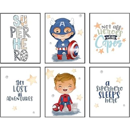Silly Goose Gifts A Superhero Sleeps Here - Darling Baby Super Hero Themed Wall Art Print Room Nursery Decor (Superhero Sleeps Here)