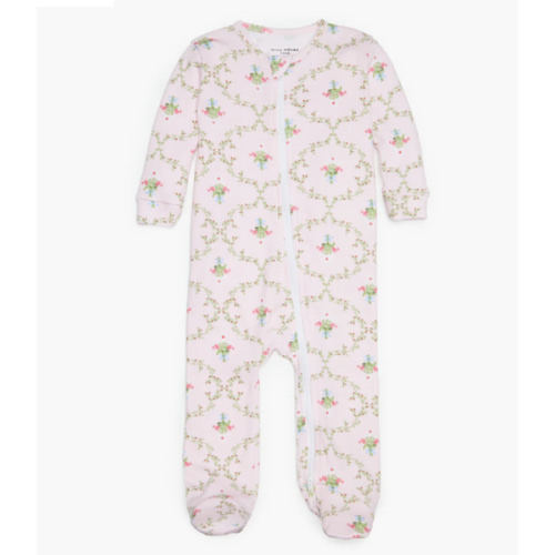 The Footie Pajama - Light Pink Trellis