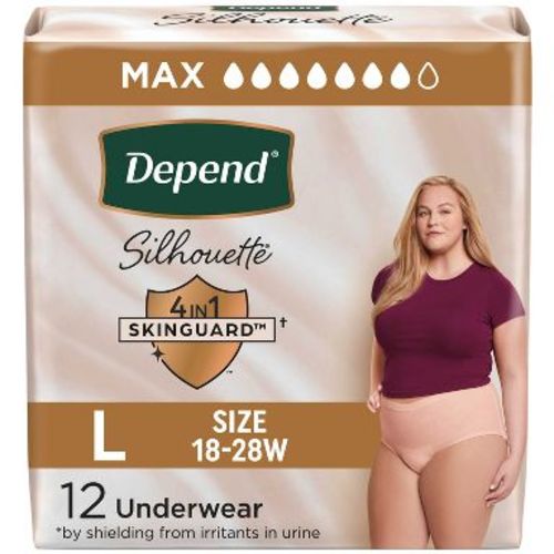 Depend Silhouette Underwear for Women - Maximum Absorbency - L - Pink - 12ct