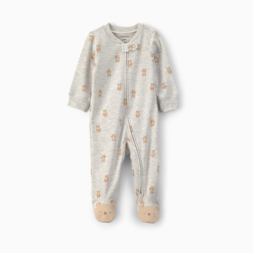 2-Way Zip Snug Fit Sleep & Play Pajamas - Gray Teddy Bear