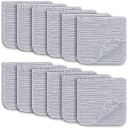 Muslin Burp Cloths Large 100% Cotton Hand Washcloths for Boys & Girls, Baby Essentials Extra Absorbent and Soft Burping Rags for Newborn Registry (Slate, 12-Pack, 20" X10")