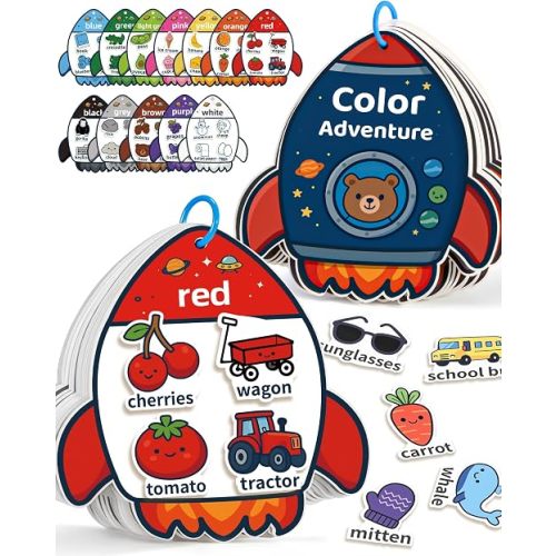 Montessori Busy Book Color Sorting Toys for 3 Year Old, Preschool Learning Activities & Educational Toys, Toddlers Quiet Book with Sensory Fine Motor Skills Matching Games for Boys Girls
