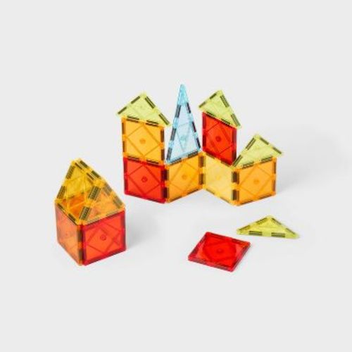 Magnetic Tiles Red Tin - Gigglescape™: Educational Building Set, Enhances Creativity & Fine Motor Skills, 20 Pieces
