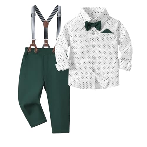 Volunboy Toddler Boys Formal Wedding Guest Dress Clothes Ring Bearer Outfit | boys ring bearer outfit, birthday photoshoot formal wear, bowtie long sleeve graduation dress shirt suspenders pants set