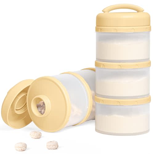 Termichy Stackable Formula Dispenser Portable: Milk Powder Container to go | Separated Compartments Premeasure Storage - Mess-Free Funnel Spout for No-Spill Pouring - for Home or Travel Use