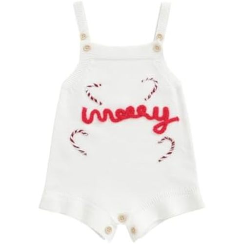Christmas Baby Girl Outfit Newborn Sleeveless Knit Sweater Romper Cute Bow Jumpsuit One Piece Knitted Bodysuit