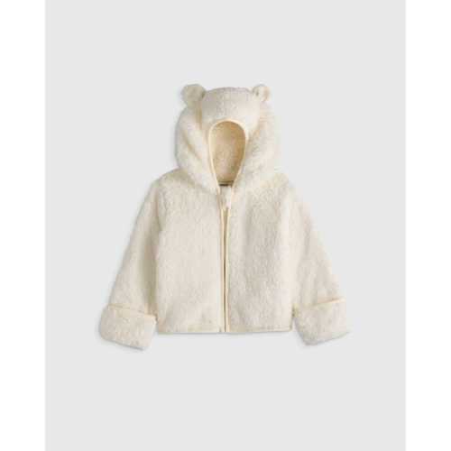 Recycled Sherpa Fleece Bear Jacket - Baby in Ivory