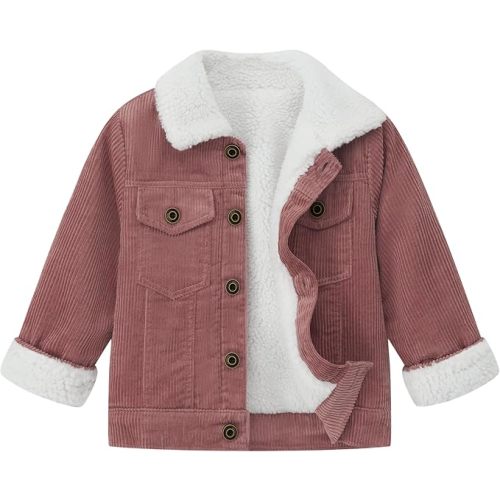Toddler Boy Winter Thick Corduroy Coat Baby Boys Sherpa Lined Jacket Outwear