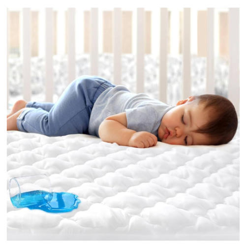 Crib Mattress Protector Sheets Fitted Waterproof Crib Mattress Pad Cover, Noiseless & Machine Wash 100% Absorbent Crib/Toddler Mattress Protector Sheet Quilted, White, 52" x 28"