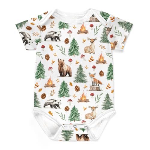 Cartoon Fox Boho Leaves Baby Bodysuits Cute Animal Baby Romper Forest Jumpsuit Outfit Clothes
