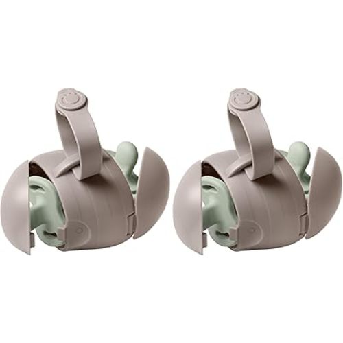 Ubbi On-The-Go Dual Pacifier Holder, Keep's Baby's Binkies Clean and Accessible, Portable for Travel, Diaper Bag Accessory Must Have for Newborns, Taupe, 2-Pack