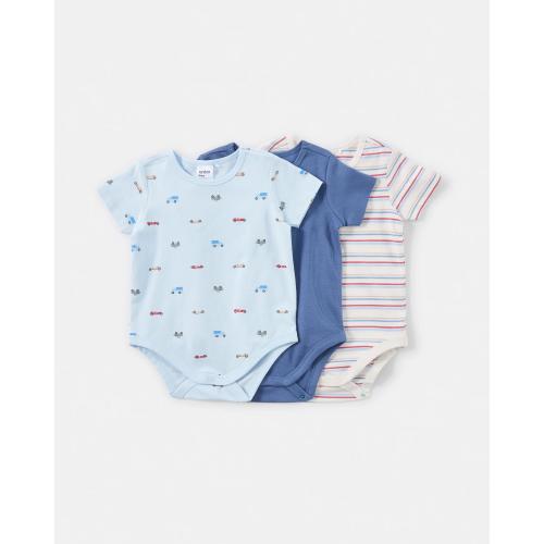 3 Pack Short Sleeve Print Bodysuits - Kmart