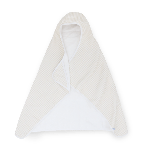 Toddler Hooded Towel - Tan Gingham