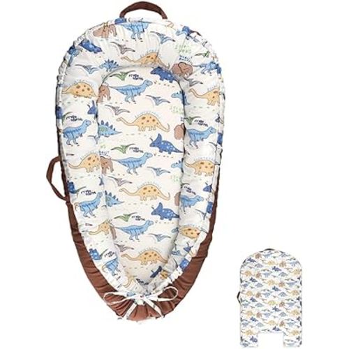 Baby Lounger Replaceable Cover, 100% Cotton Newborn Nest Backup Cover for Ultimate Comfort, Soft & Breathable Quality Spare Cover, Dinosaurs (Cover Only)