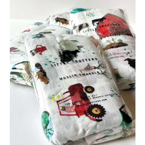 Bamboo Baby Swaddle Farm Animal Nursery Decor Baby Shower Gift Newborn Essential Soft Blanket Multi Use Wrap Natural Sleep Cover Organic