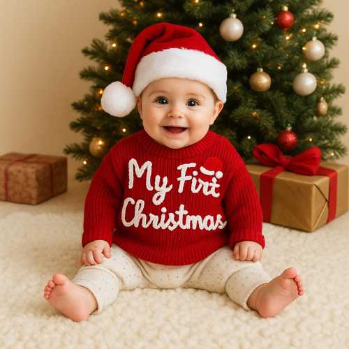 My First Christmas Baby Sweater, Newborn Sweater with Christmas 2025, Santa Baby Sweater, Baby First Christmas, Baby Christmas, Xmas