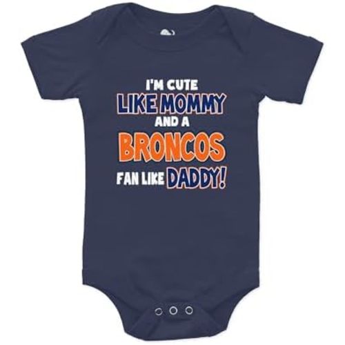 NanyCrafts Baby's I'm Cute like Mommy and a Broncos Fan like Daddy Bodysuit