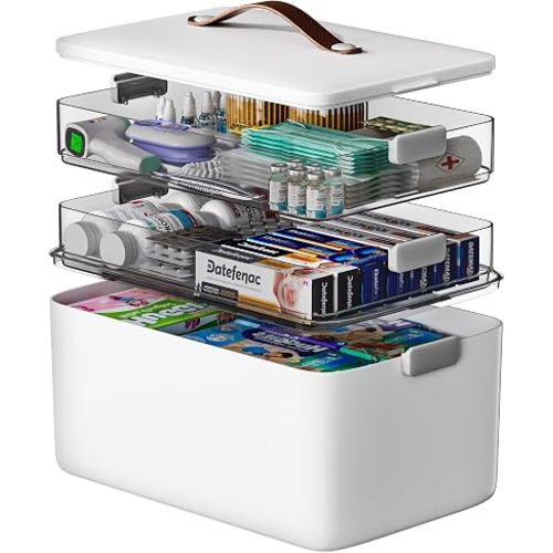 3-Tier Medicine Organizer - Portable Medicine Cabinet with Handle