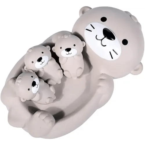 Otter Bath Toy Set - Mother and 3 Baby Otters, Lovely Family Tub Toy, Parent-Child Floating Water Toy, Soft Squeeze Bathtub Toy for Babies