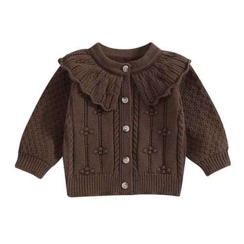 Baby Girl Long Sleeve Ruffled Collar Knitted Cardigan – The Trendy Toddlers