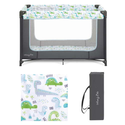 Dream on Me Zodiak Portable Playard with Carry Bag & Shoulder Strap, Grey/Green, Unisex