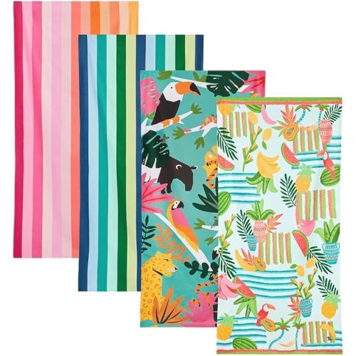 Dock & Bay Beach Towel - Quick Dry, Sand Free - Compact, Lightweight - 100% Recycled - Includes Bag - Havana Cabana - Set of 4 - Large (160x90cm, 63x35)