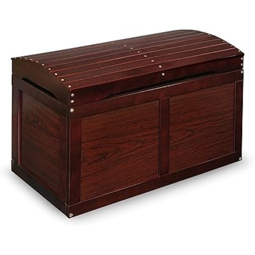 Badger Basket Kid's Hardwood Barrel Top Toy Box Storage Chest with Safety Hinge - Cherry