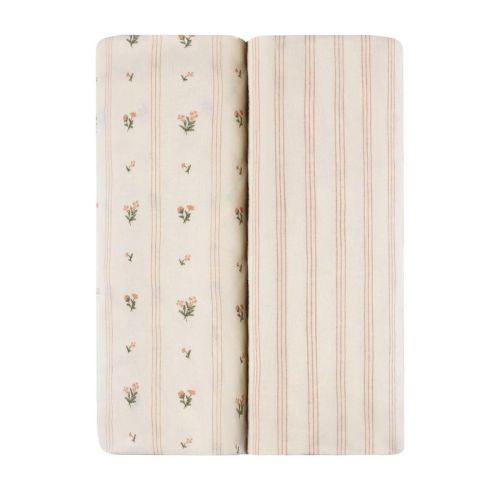 Elys and Co Pink Linear Floral - 2 Pack - Crib/Toddler Bed Sheet
