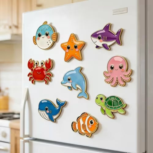 9pcs set small sized cute cartoon ocean animal refrigerator - Temu