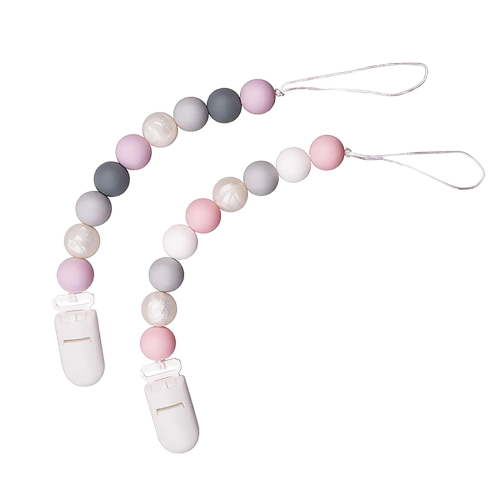 2-Pack Baby Pacifier Clips with Teething Beads - BPA-Free Silicone Pacifier Holder for Boys & Girls | Anti-Drop Strap for Strollers, Car Seats & Toys (Newborn-6 Months)