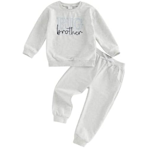 Big Brother/Sister Little Bro/Sis Matching Outfit Long Sleeve Letter Embroidery Sweatshirt Pants Sibling Clothes