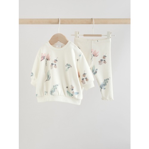 Cream Floral Baby Sweater and Joggers Set 2 Piece (0mths-2yrs)