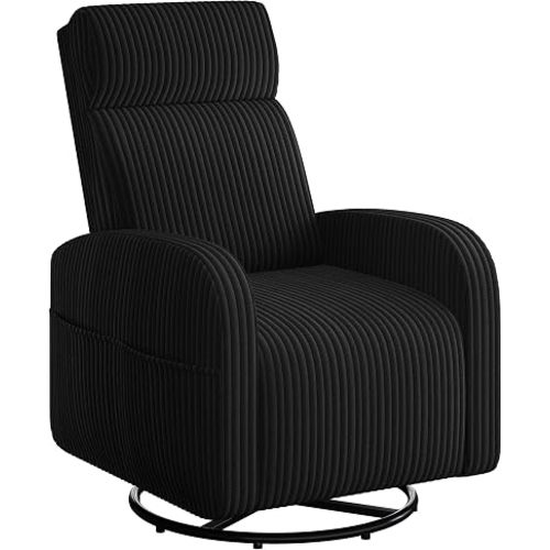 Yaheetech 360° Swivel Nursing Chair with Side Pockets, Black