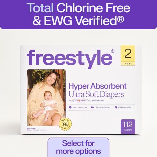(2 pack) Freestyle Hyper Absorbent Ultra Soft TCF Baby Diapers, Size 2, 56 Count (Select for More)